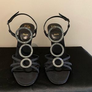 Christian Louboutin Black Satin Stilettos